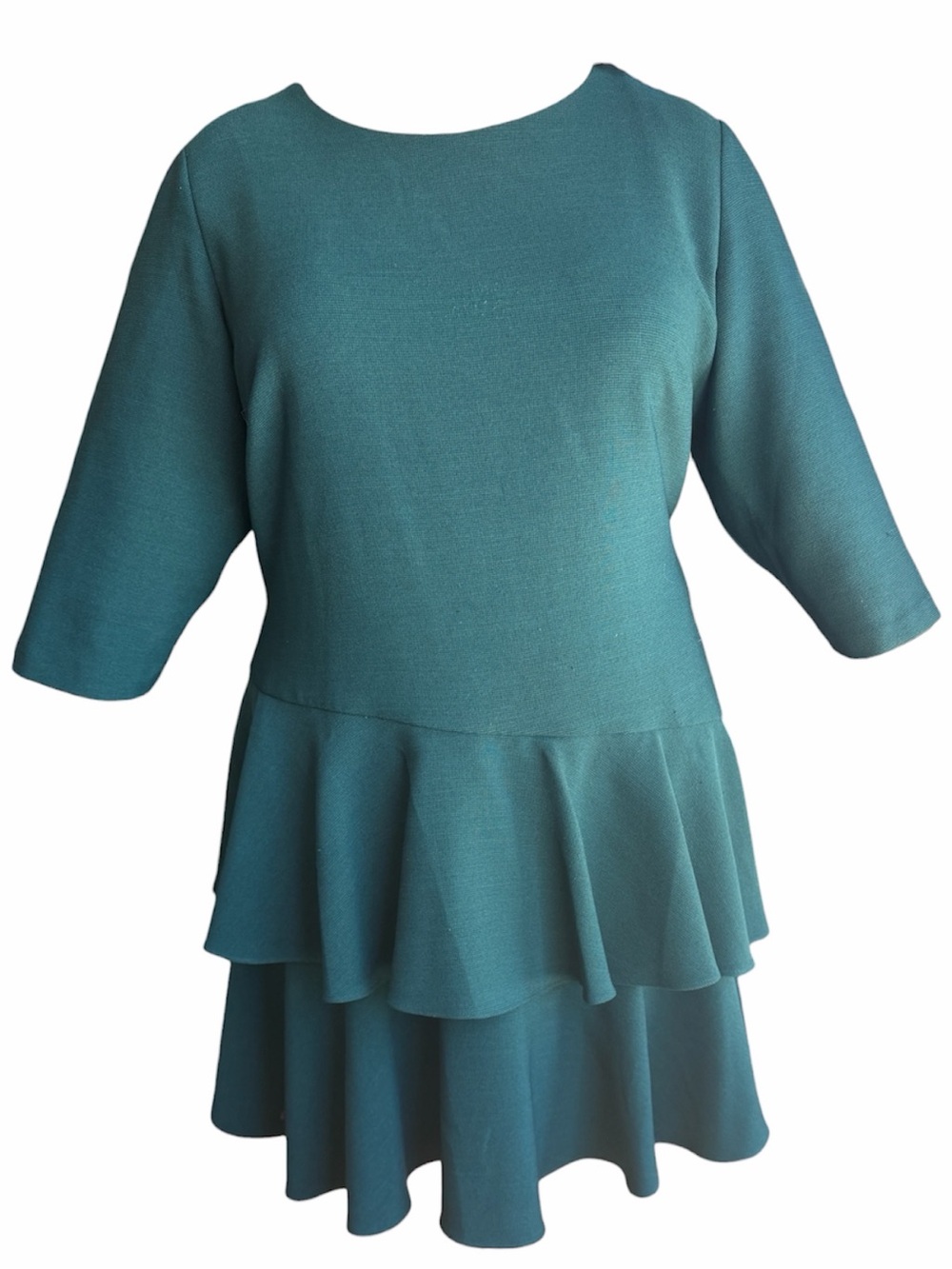 Green Peplum Ruffle Cocktail Dress
